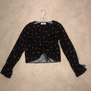 urban outfitters ruched drawstring blouse